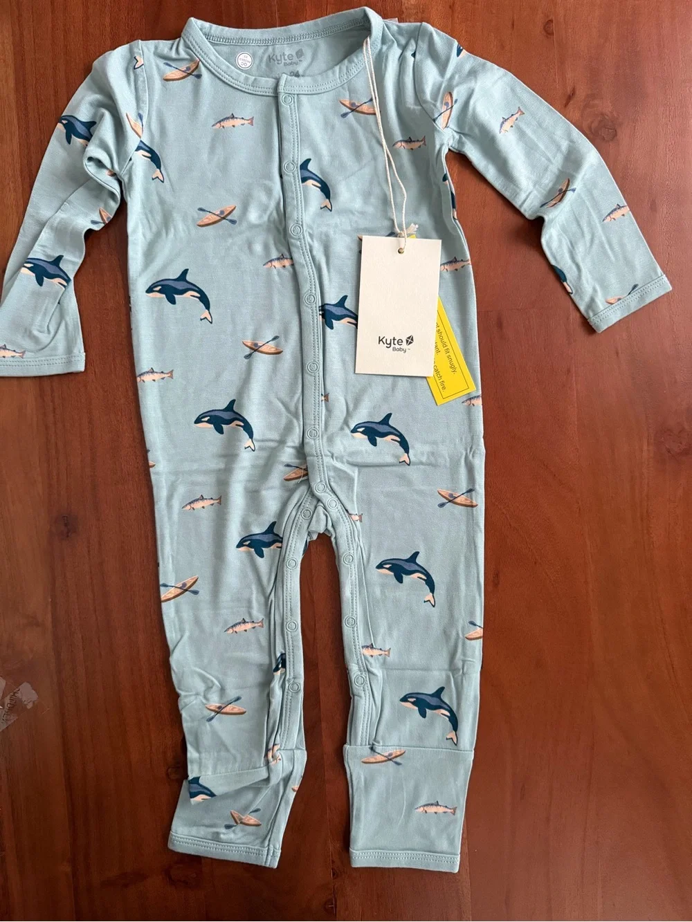 *NWT Kyte BABY Seafoam Orca & Fish Print One-Piece snap romper in COAST 18-24 mo